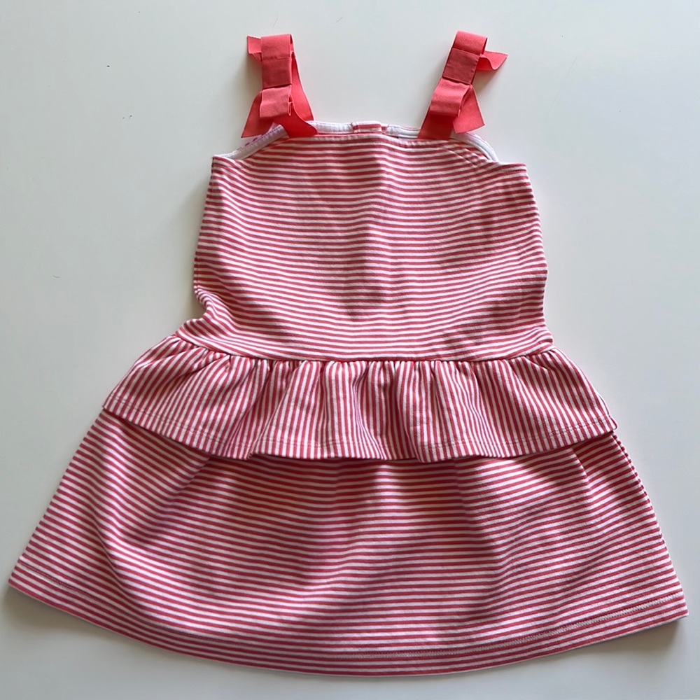 Pink and White Striped Dress with Bow Detail by Janie and Jack, Size 3T.
